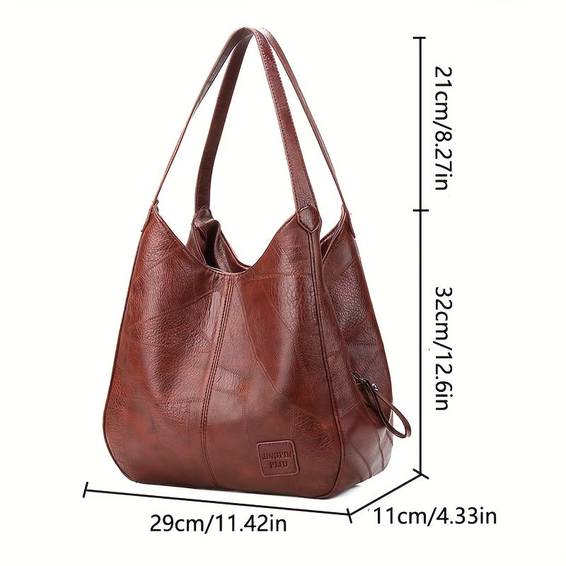 Vintage Hobo Henkeltasche, Kunstleder, mit Reißverschluss - LEONFORTE