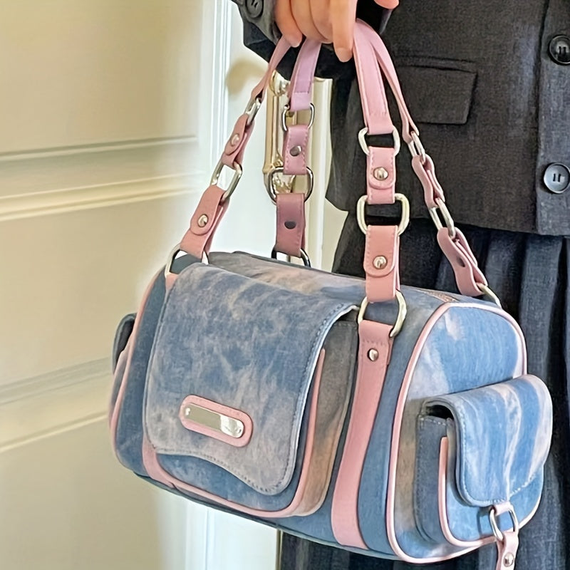 Dye Denim Umhängetasche mit mehreren Taschen - TAVELLE