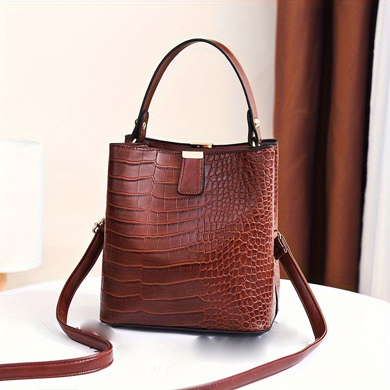 Retro-Handtasche mit Krokodilmuster, lässig, praktisch, modisch - CRISPIANO