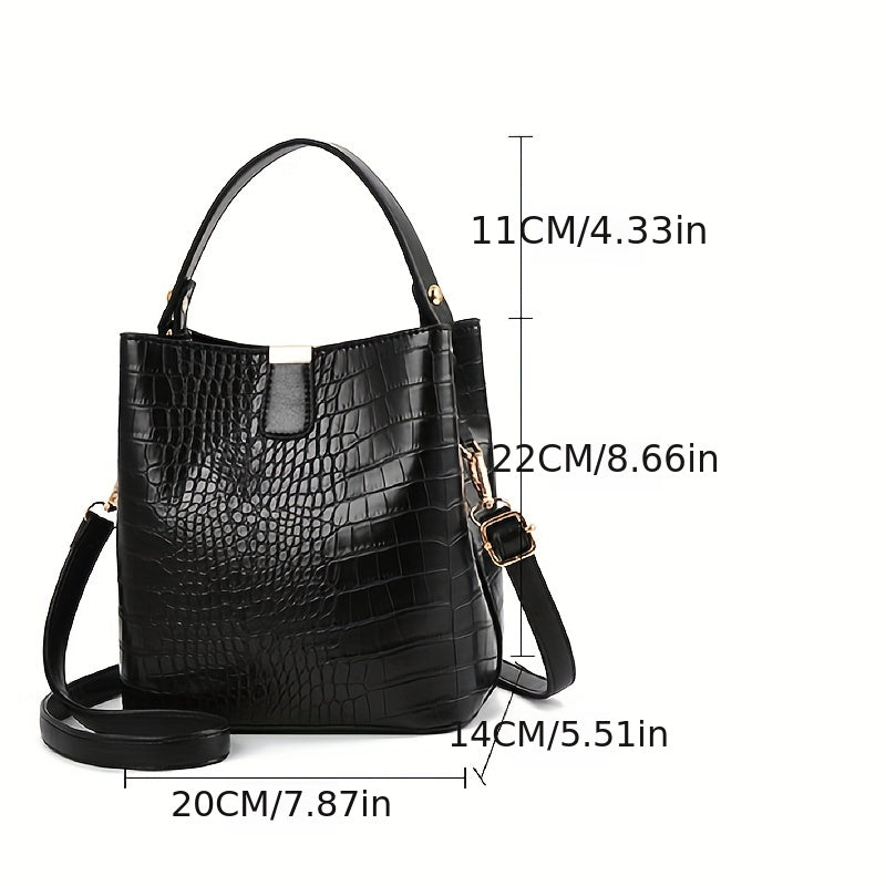 Retro-Handtasche mit Krokodilmuster, lässig, praktisch, modisch - CRISPIANO