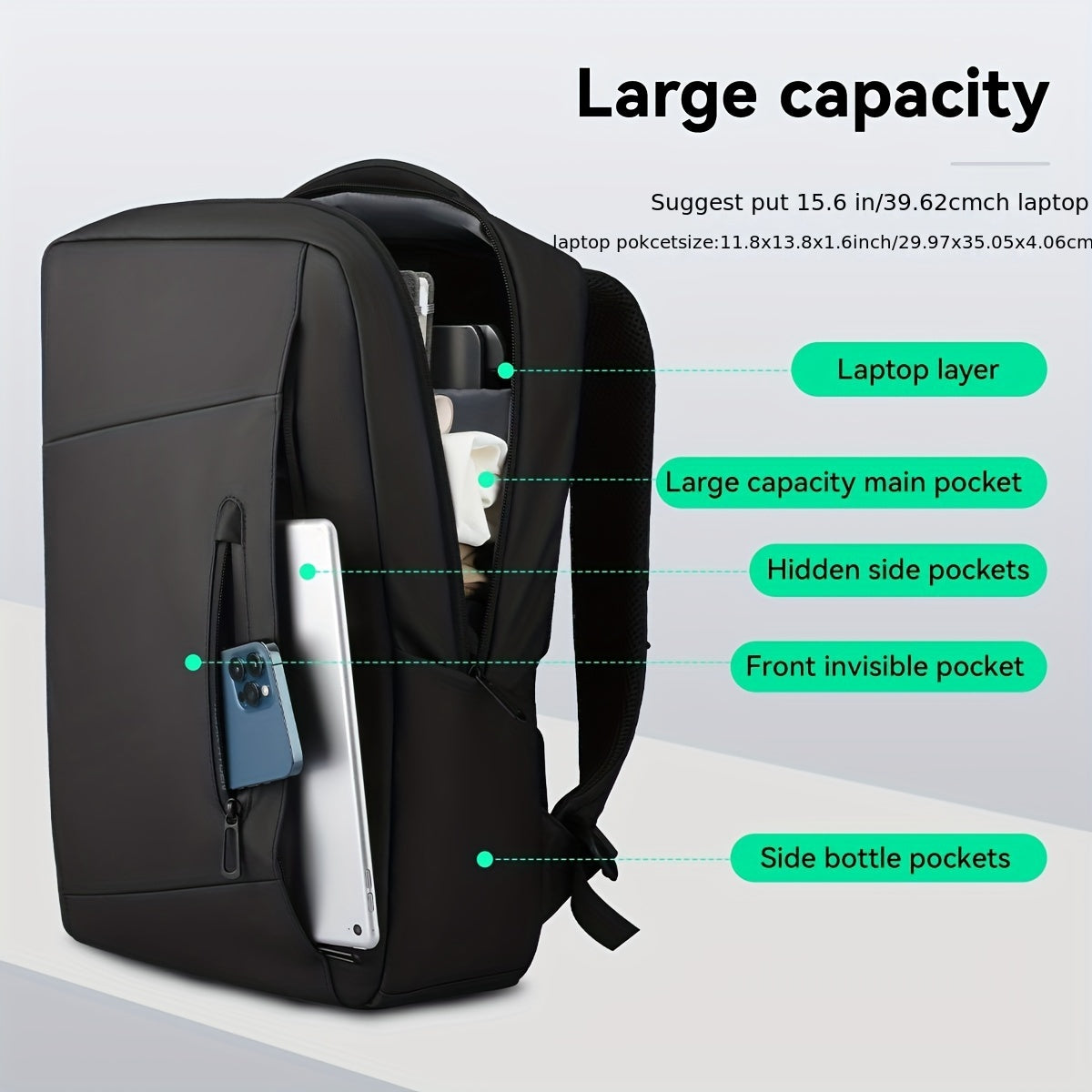 Erweiterbarer Wasserdichter Herrenrucksack - BRISBANE