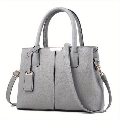 Stilvolle Damen-Handtasche, groß, PU-Leder, mit Griff - DESULO