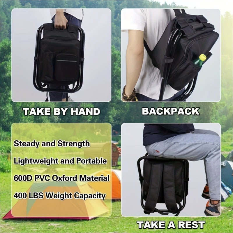 10L Kühlrucksack mit Campinghocker für Angeln und Camping - BIRCHES