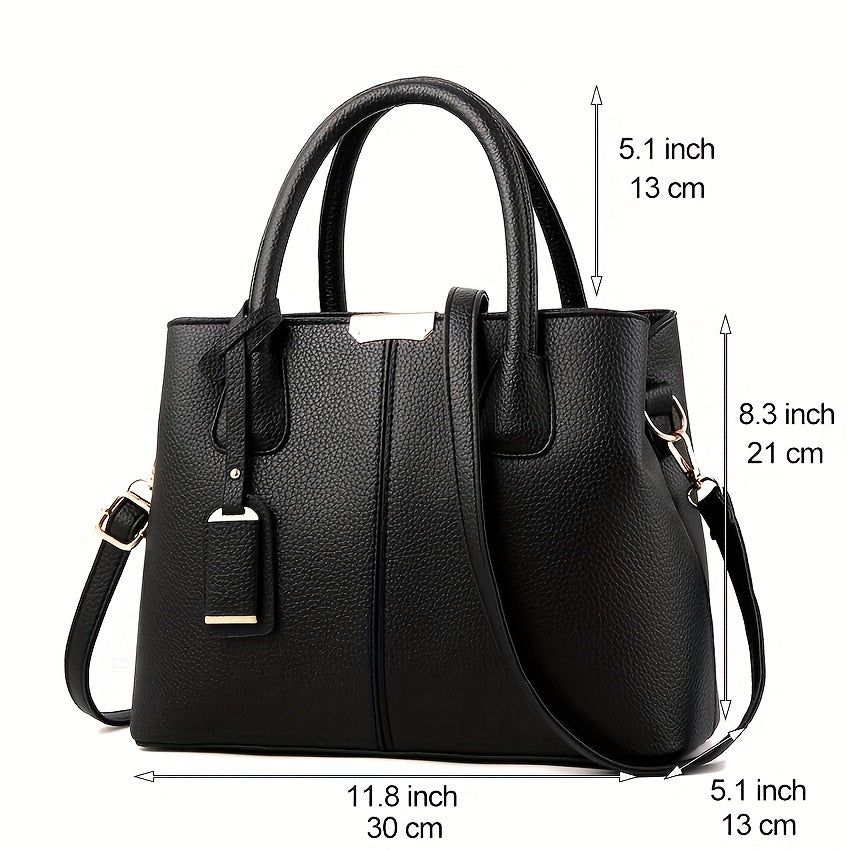 Stilvolle Damen-Handtasche, groß, PU-Leder, mit Griff - DESULO