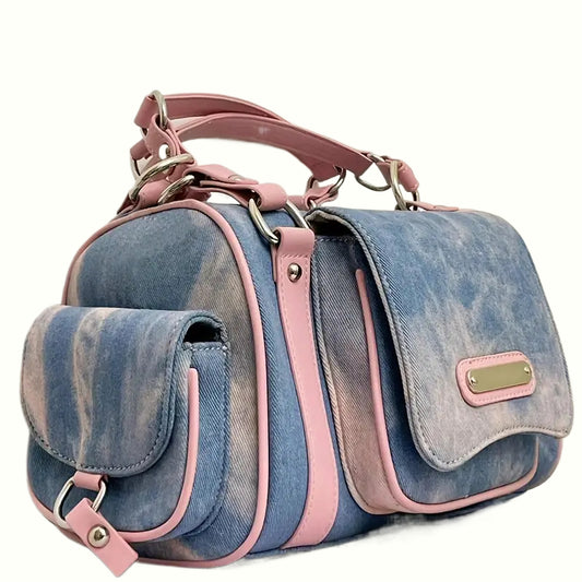 Dye Denim Umhängetasche mit mehreren Taschen - TAVELLE