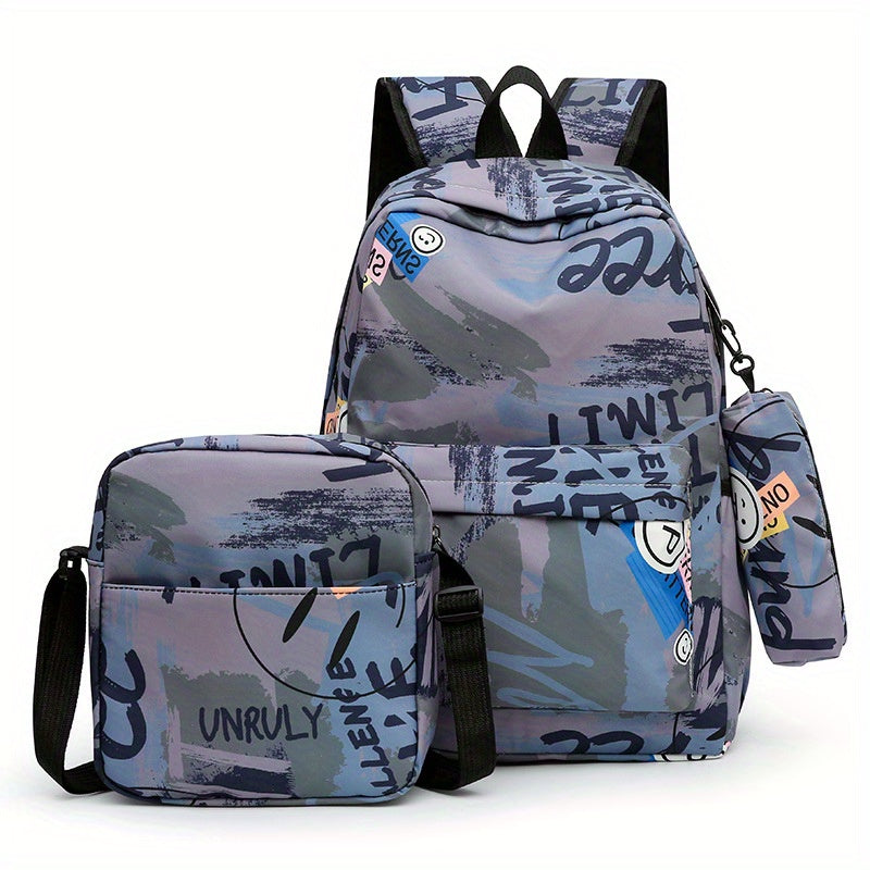 3-teiliges Set: Schultasche m. Umhängetasche & Federmäppchen - APETON