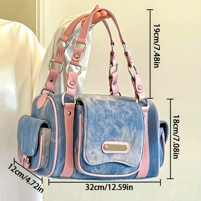 Dye Denim Umhängetasche mit mehreren Taschen - TAVELLE