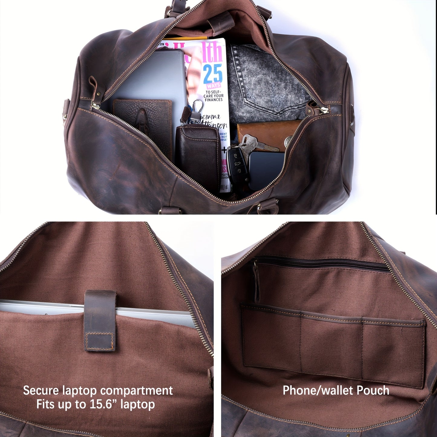 Vintage Herren-Reisetasche, Rindsleder, groß und praktisch - MOLINELLO