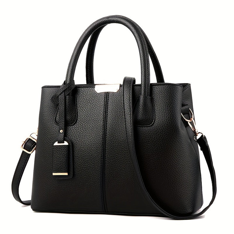 Stilvolle Damen-Handtasche, groß, PU-Leder, mit Griff - DESULO