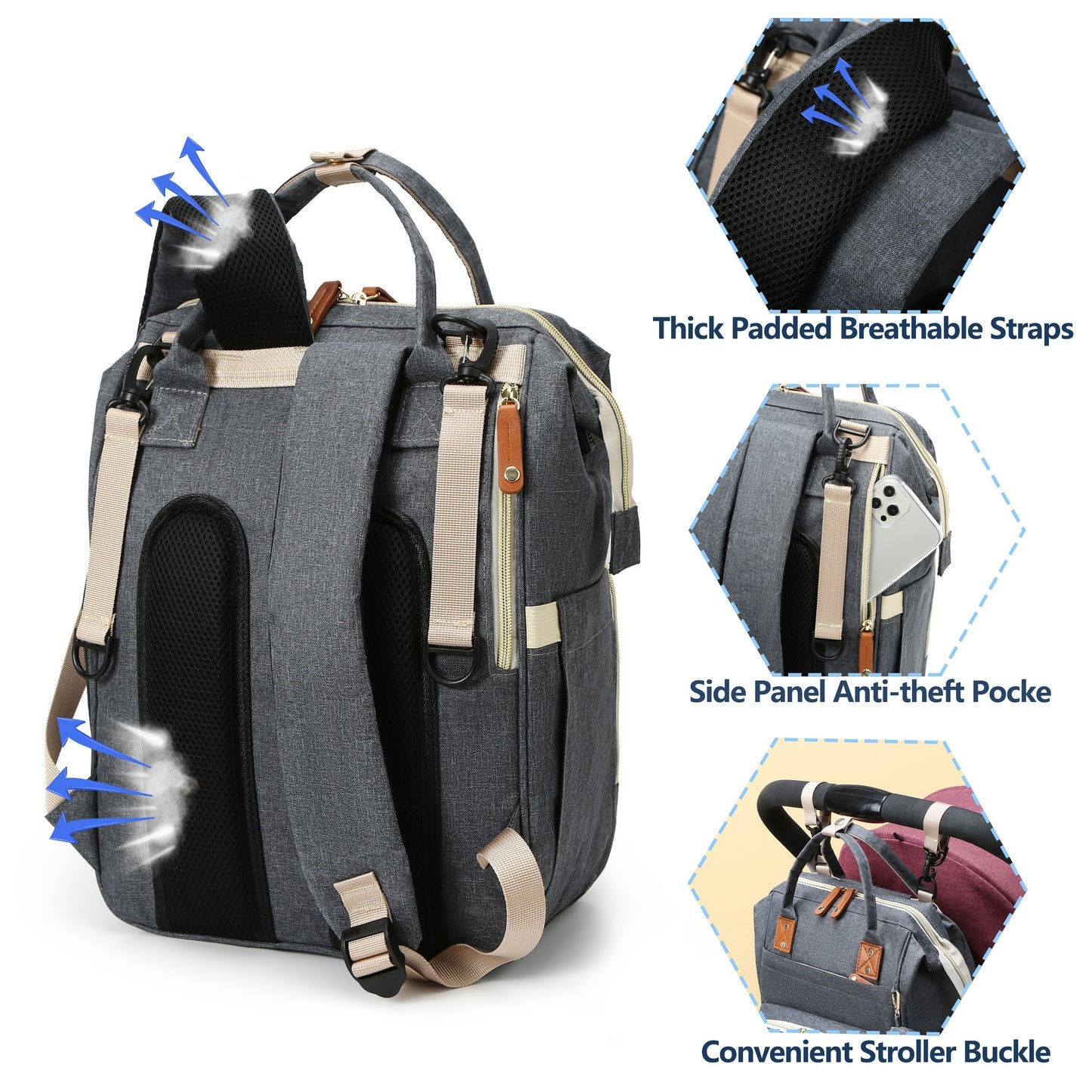 Wasserdichter Rucksack, ideal für Reisen und Schwangerschaft - LENTO