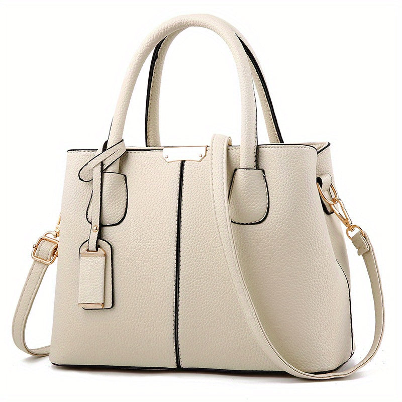Stilvolle Damen-Handtasche, groß, PU-Leder, mit Griff - DESULO