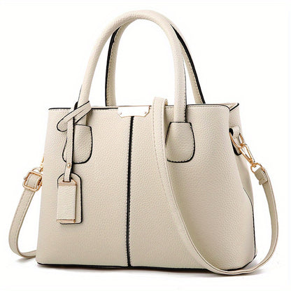 Stilvolle Damen-Handtasche, groß, PU-Leder, mit Griff - DESULO