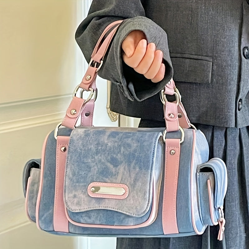 Dye Denim Umhängetasche mit mehreren Taschen - TAVELLE