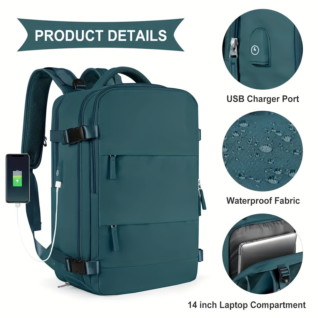 Wasserdichter Reiserucksack mit USB-Ladeöffnung - YULARA
